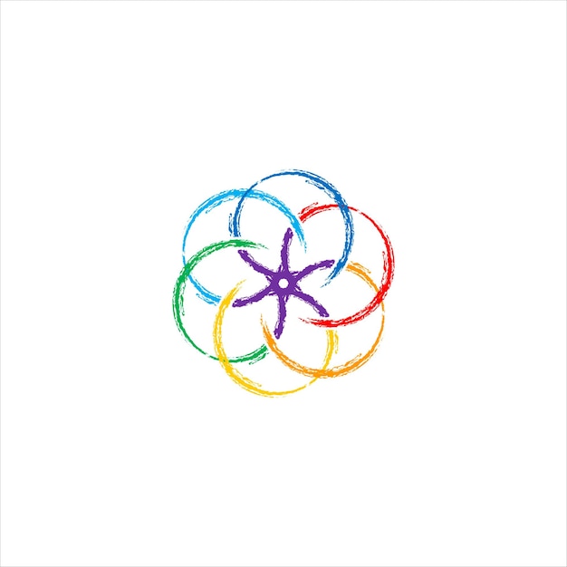 Meditation and yoga logo with seven colors of aura energy