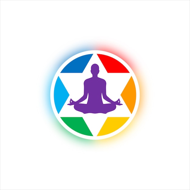 Meditation and yoga logo with seven colors of aura energy