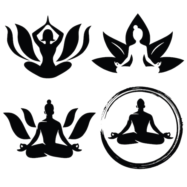 Meditation Yoga Zen Lotus Logo Design Vector Icon Template