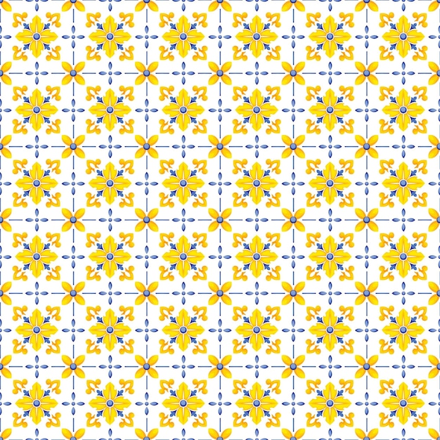 Mediterranean pattern blue and yellow theme