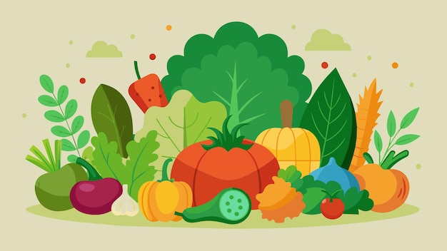 A medley of fresh seasonal vegetables arranged in a playful and inviting display vector illustration