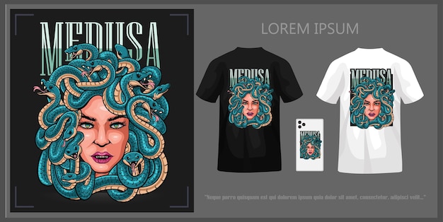 Medusa head tshirt design complete with mockup