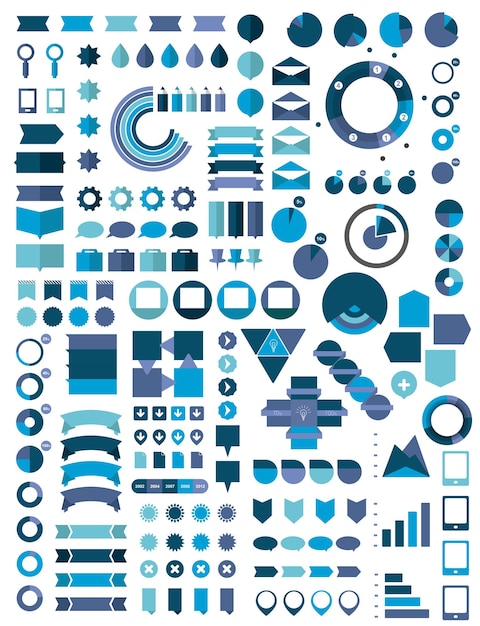 Meega set of infographics flat design elements Vector illustration