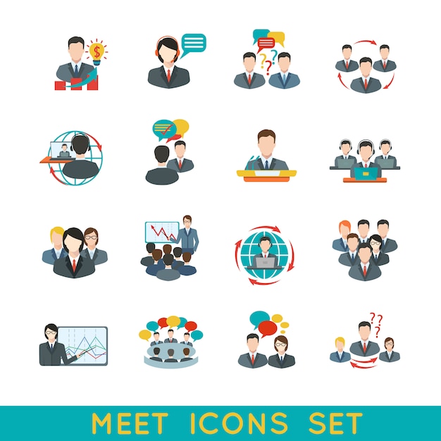 Meeting avatar and icon set flat