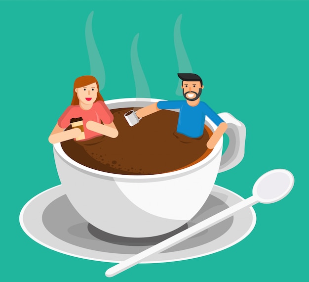 Meeting coffee woman and man