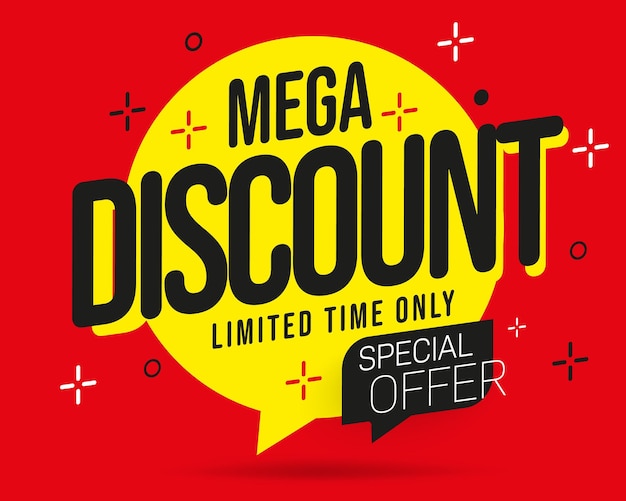 Mega discount label with limited time offer