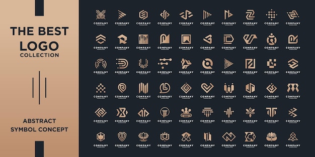 Mega logo collection, Abstract design concept for branding with golden gradient.