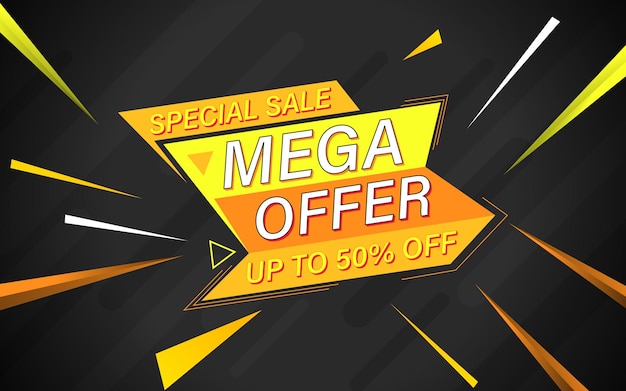 Mega offer promotion background vector text effect template