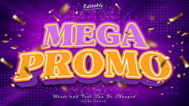 Mega promo 3d style editable text effect