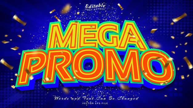 Mega promo 3d style editable text effect