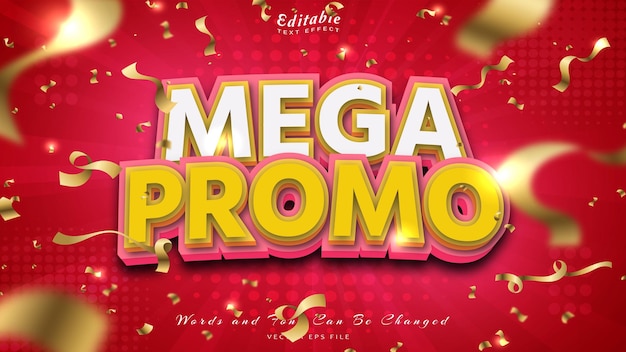 Mega promo 3d style editable text effect