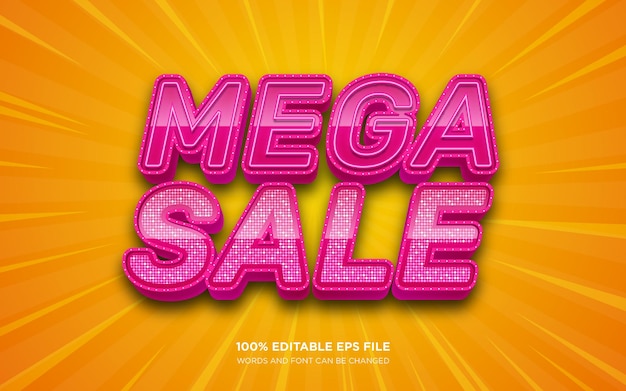 Mega Sale 3d editable text style effect