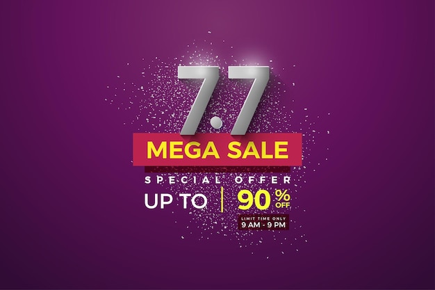 Mega sale at 7 7 sale on a purple background