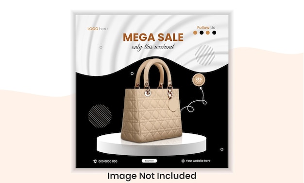 Vector mega sale bag design template with abstract shape