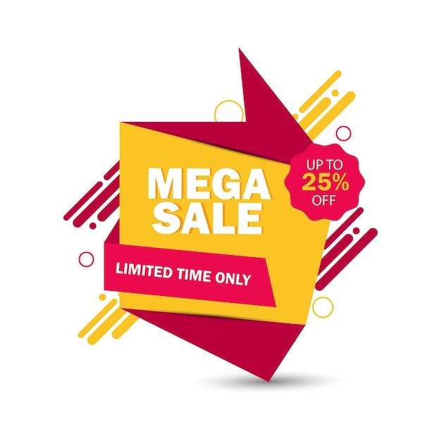 Mega sale banner in comic cartoon style design