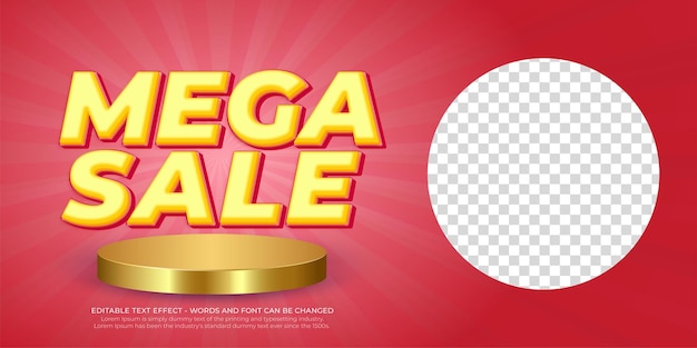 Mega sale banner for composition with podium template design