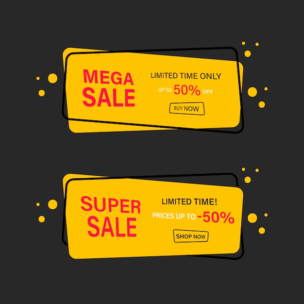 Mega sale banner. Limited only today up to 50 percent off. Vector flat illustration