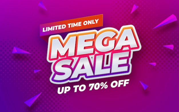 Mega sale banner template Editable text