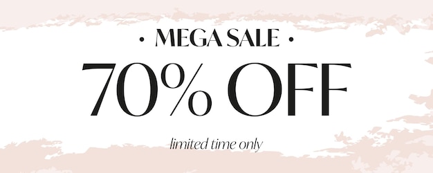 Mega sale banner with 70 percent off limited time