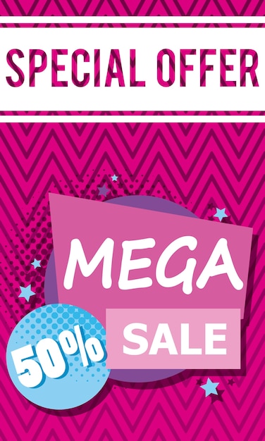 Vector mega sale discounts colorful fluid poster concept 