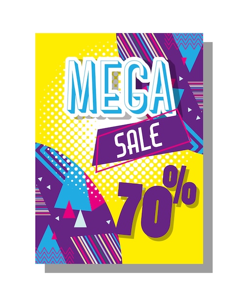 Vector mega sale discounts colorful shopping poster 