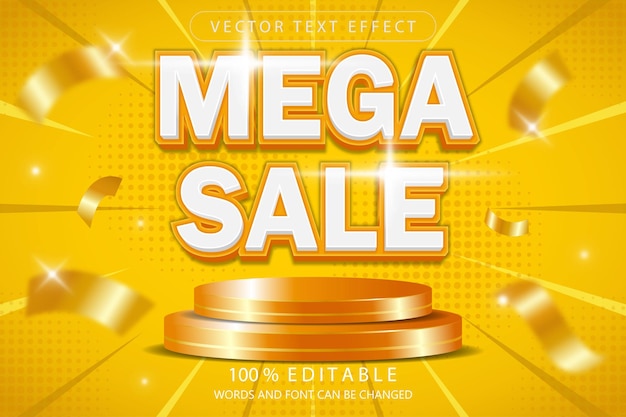 Mega sale editable text effect template with podium