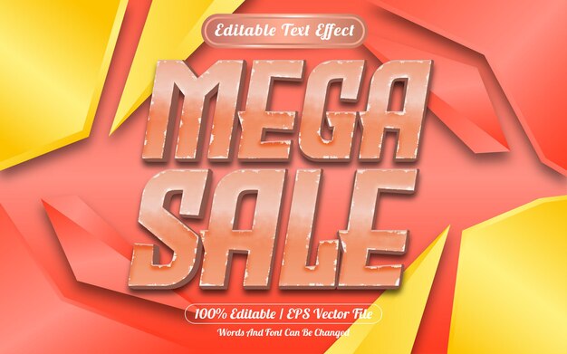 Vector mega sale editable text effect with abstract background