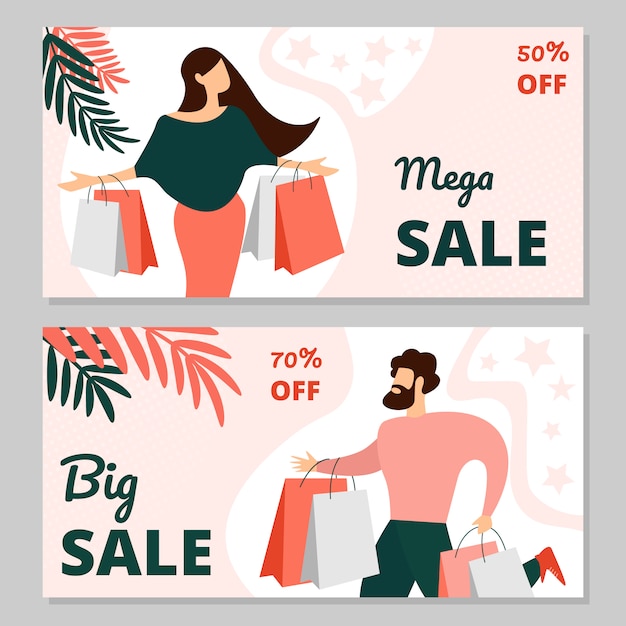 Mega Sale Horizontal Banner templates