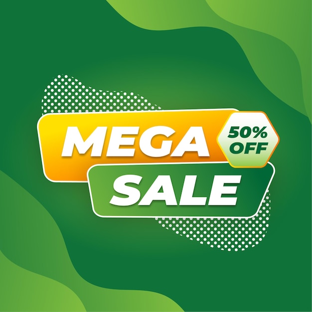 Mega Sale label on bright green background