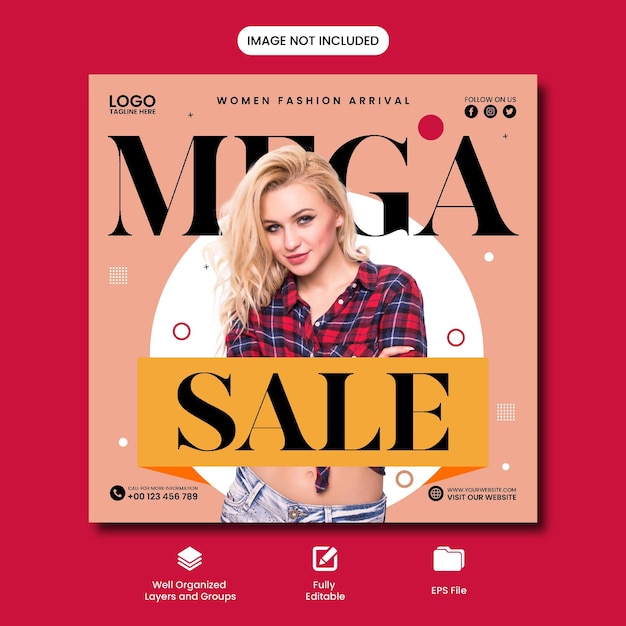 Mega Sale Offer For Women social media post template design