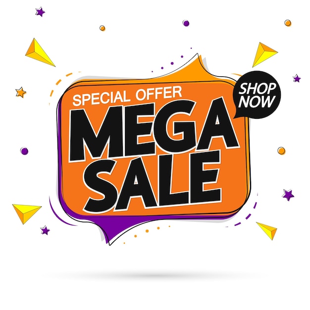 Mega Sale poster design template or banner for shop and online store vector illustration