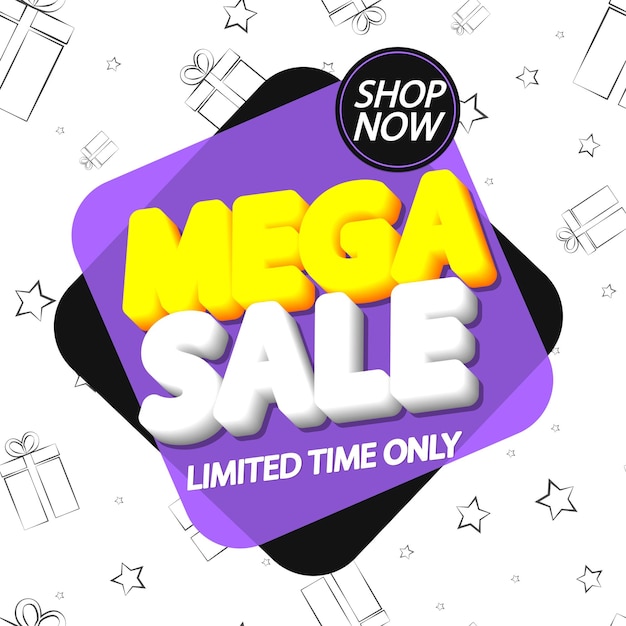 Mega Sale poster for shop or online store vector illustration