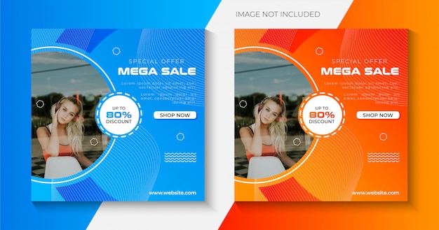 Mega sale promotional creative social media banner template Premium