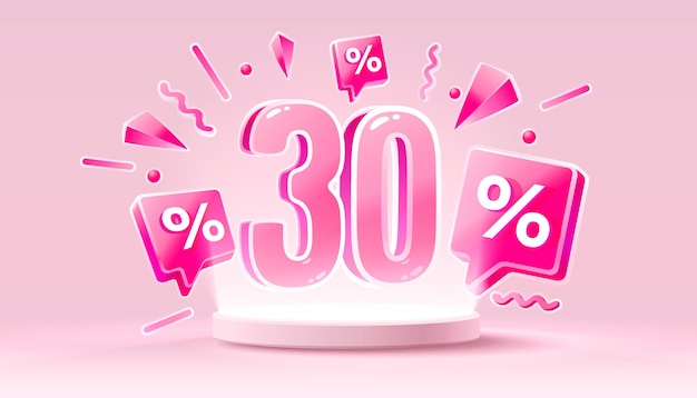 Mega sale special offer Happy 30 off sale banner Sign board promotion Vector