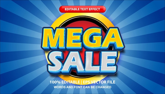 Mega sale text, editable text effect template, 3d bold font suitable for online business promotion