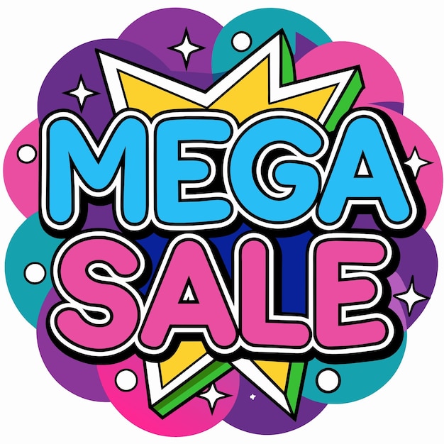 Mega Sale Vector illustrated comic book style word