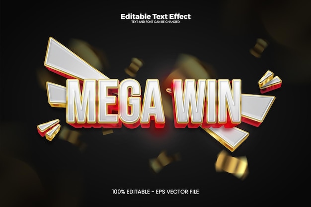 Mega Win editable text effect in modern trend style Premium Vector