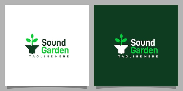 Megaphone or loudspeaker logo concept elements with garden logo Premium vector