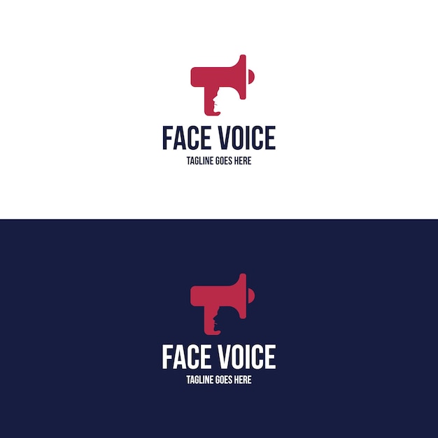 Megaphone talk chat with face man in negative space logo