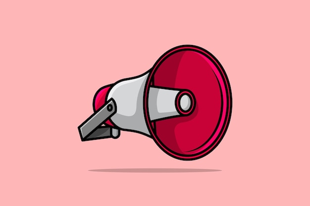 Megaphone vector illustration. Announcement speaker object icon design on pink background.