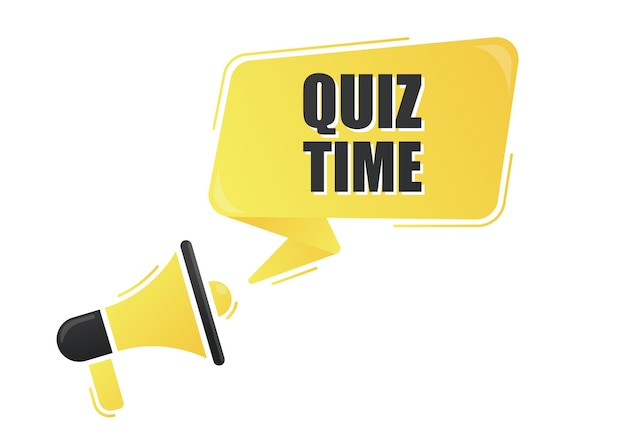 Megaphone with quiz time on yellow background Megaphone banner Web design