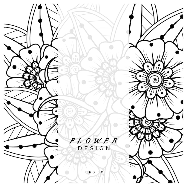 Vector mehndi flower decorative ornament in ethnic oriental style doodle ornament outline hand draw