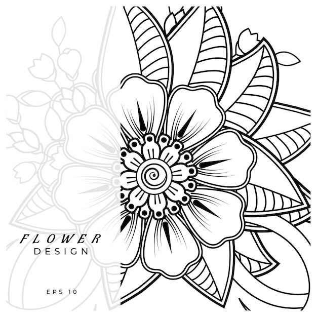 mehndi flower decorative ornament in ethnic oriental style doodle ornament outline hand draw