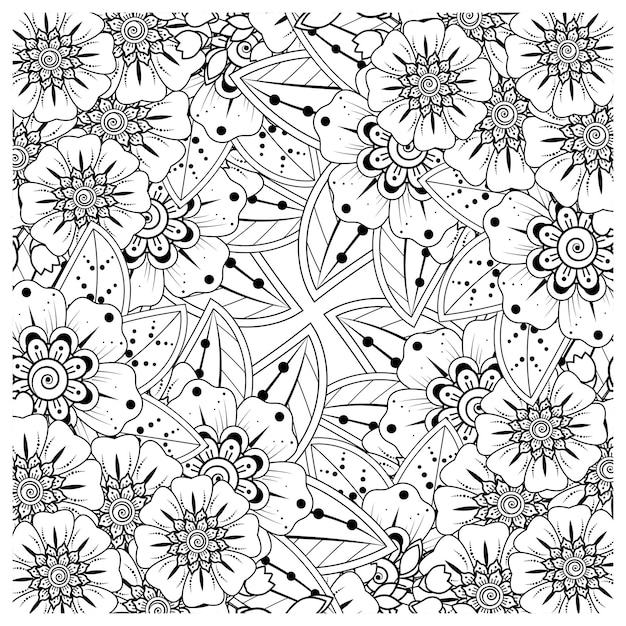 mehndi flower decorative ornament in ethnic oriental style doodle ornament outline hand draw