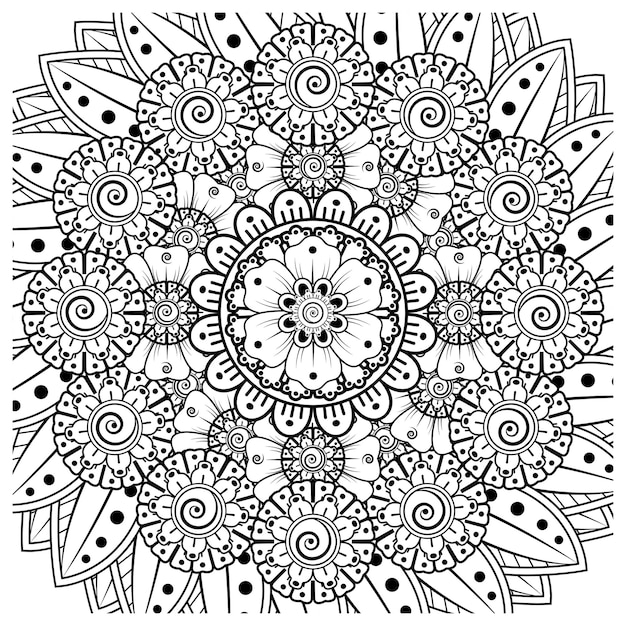 mehndi flower decorative ornament in ethnic oriental style doodle ornament outline hand draw