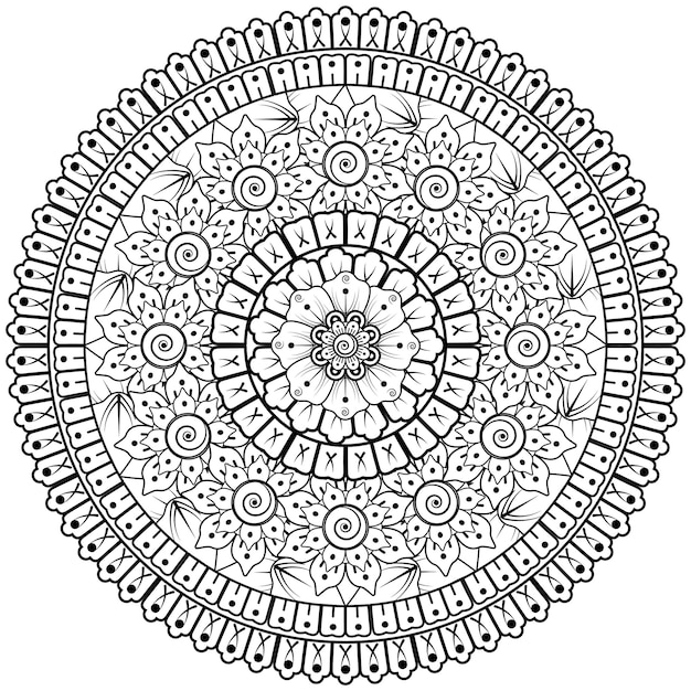 mehndi flower decorative ornament in ethnic oriental style doodle ornament outline hand draw