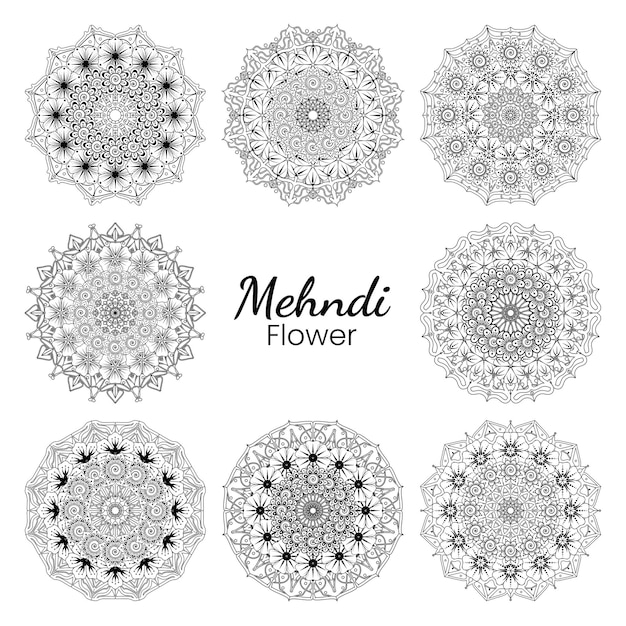 Mehndi flower   in ethnic oriental style doodle ornament outline hand draw illustration coloring book page