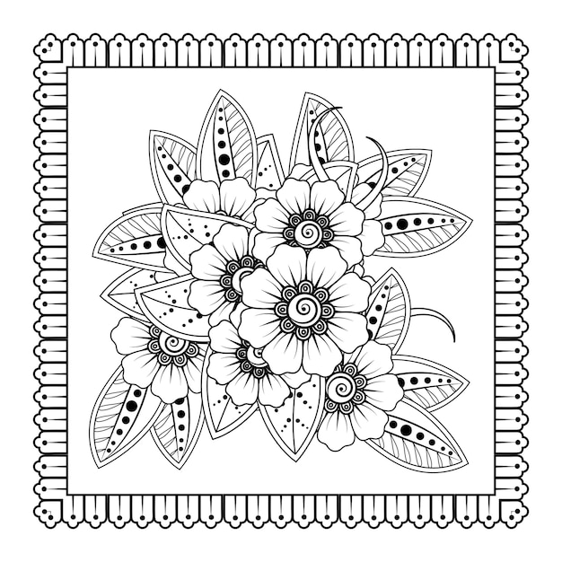 Mehndi flower for henna mehndi tattoo decoration Decorative ornament in ethnic oriental style