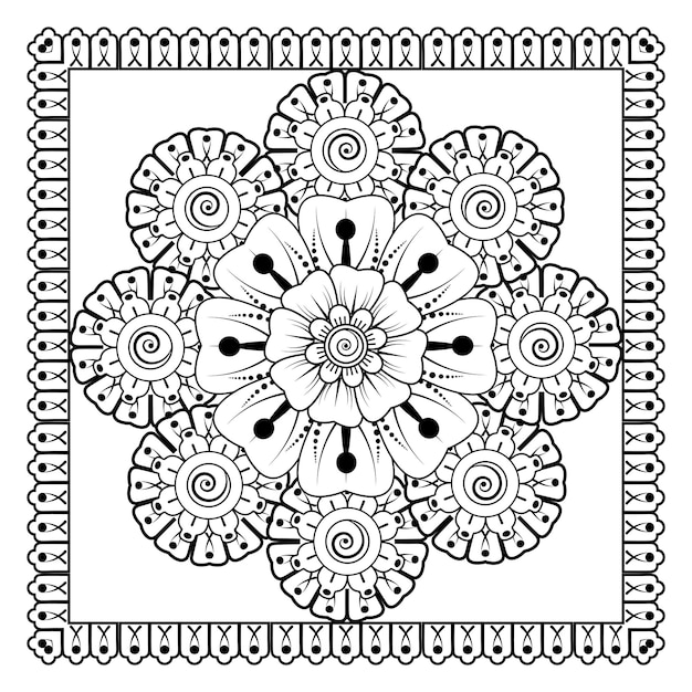 Mehndi flower for henna mehndi tattoo decoration Decorative ornament in ethnic oriental style