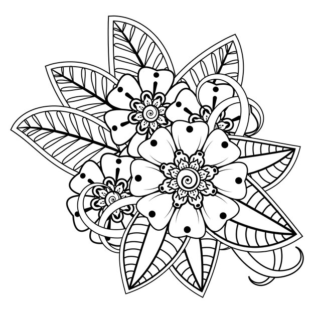 Mehndi flower for henna, mehndi, tattoo, decoration. Decorative ornament in ethnic oriental style.